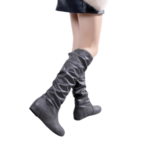 bottes hautes plissées grises