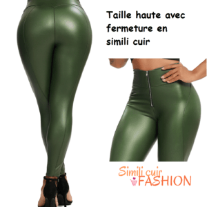 legging simili cuir vert