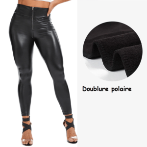 legging simili cuir avec fermeture
