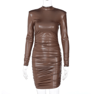 robe simili cuir marron