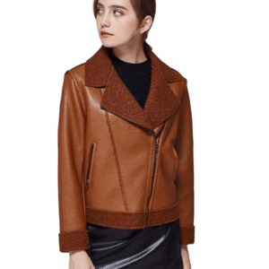 blouson simili cuir marron femme