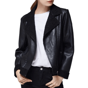 blouson simili cuir noir femme
