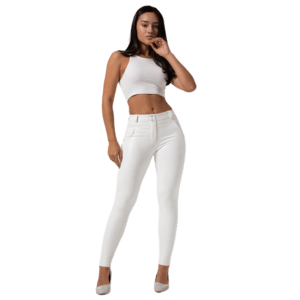 pantalon simili cuir blanc