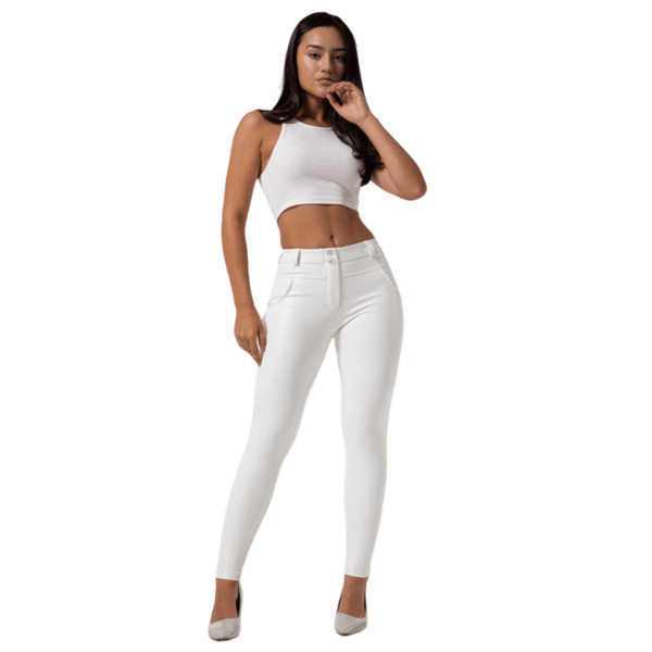 pantalon simili cuir blanc