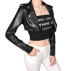 veste courte imitation cuir femme