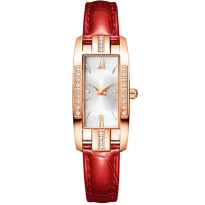 montre rectangulaire rouge