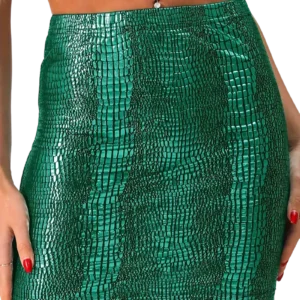 jupe simili cuir vert